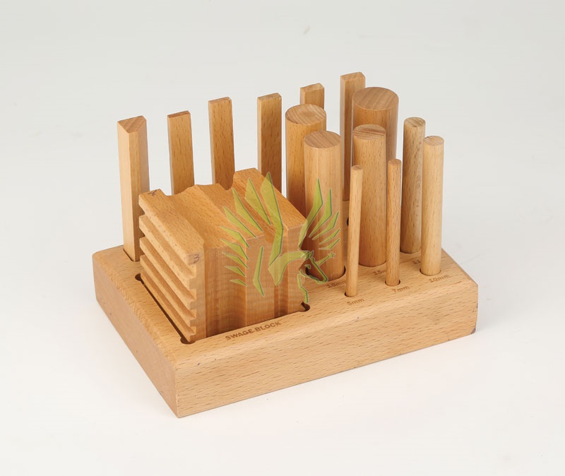 S-2062 Wood Swage Block & Punch Set with Wooden Stand