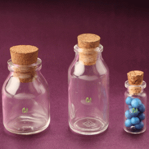 Glass cork bottles, beads storage