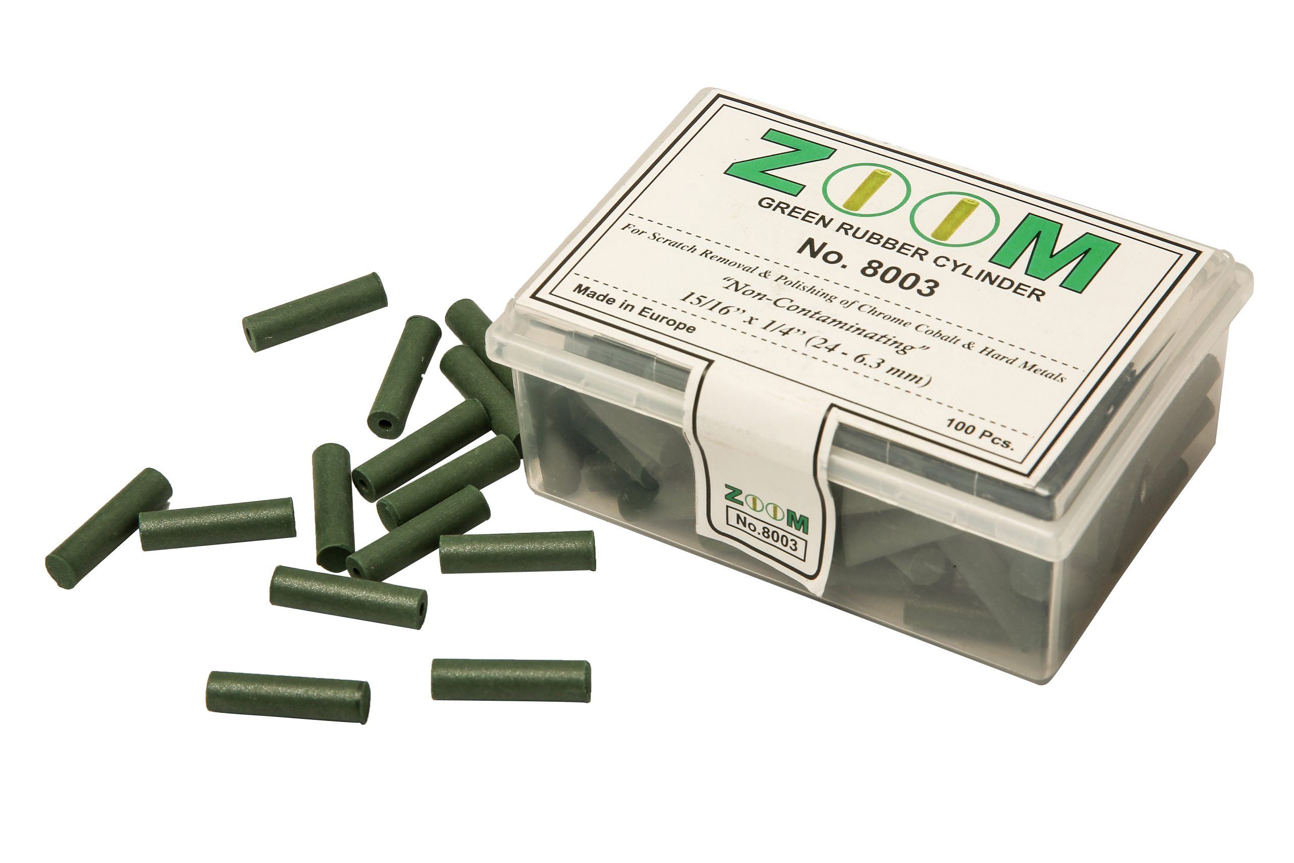 S-2133 SUPER LUSTRE Green Rubber Polishing Cylindrical Pins