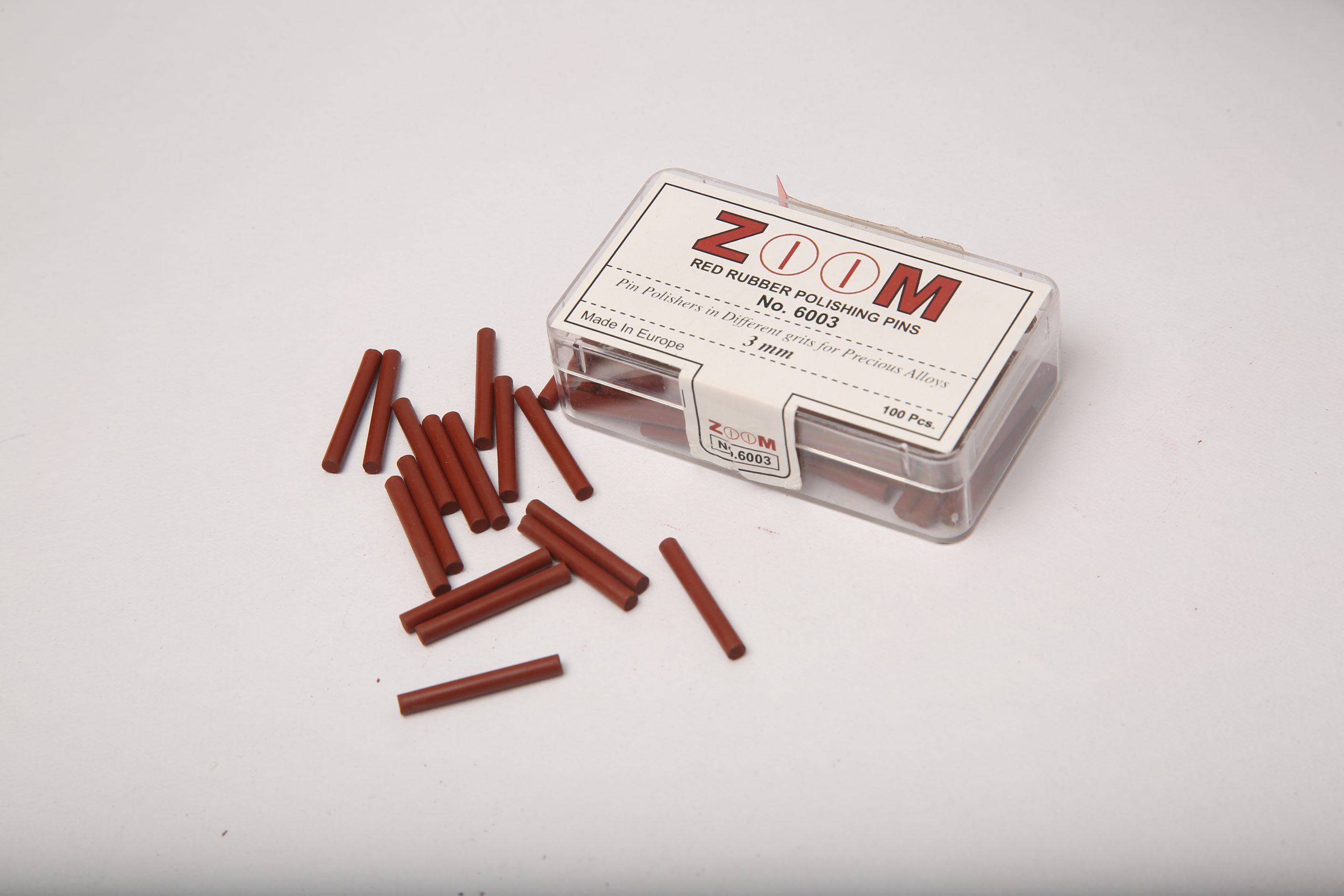 S-2134 HIGH LUSTRE Red Rubber Polishing Cylindrical Pins