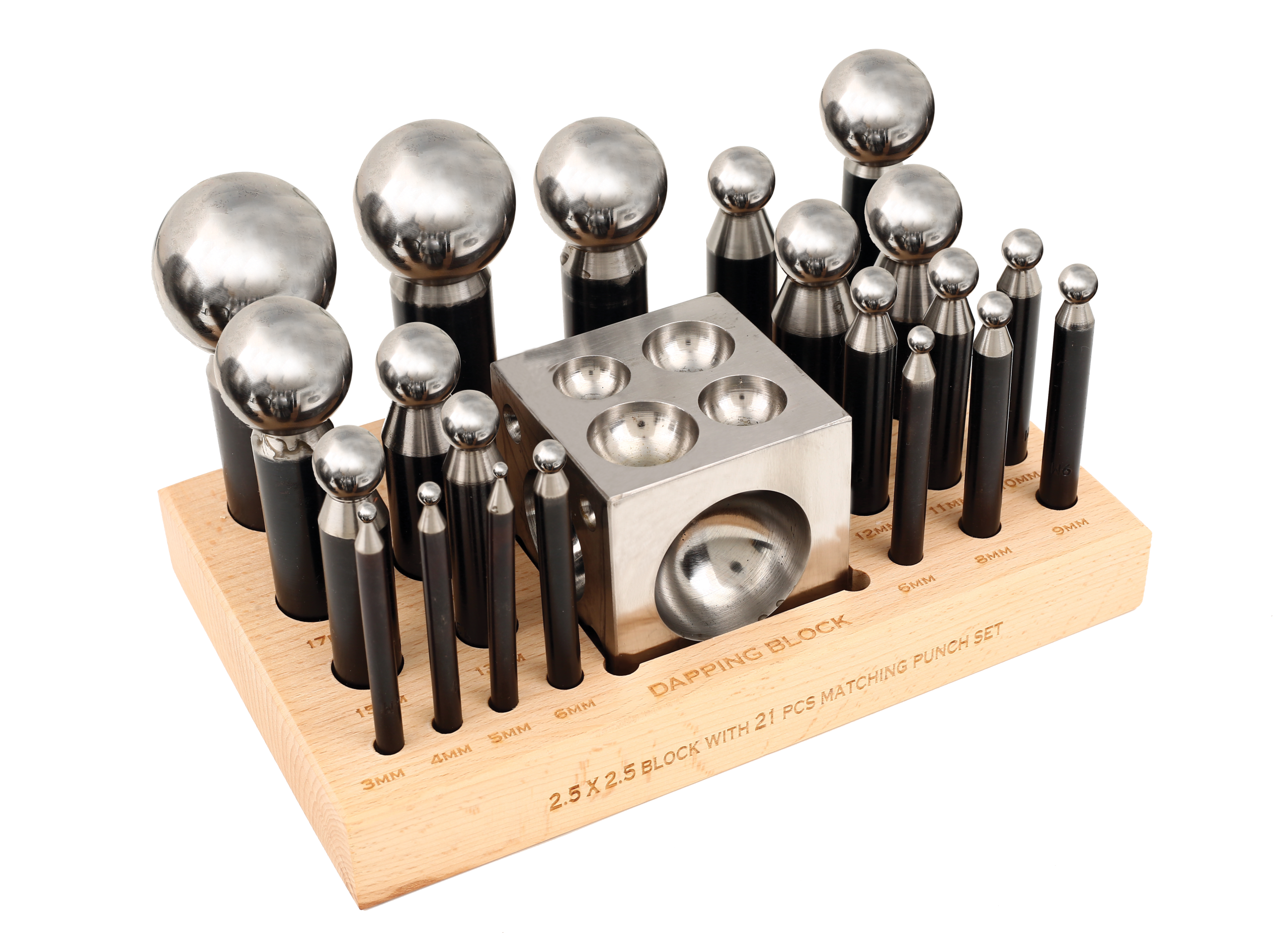 S-2245 Matching Block & 21-Punch Set on wood base