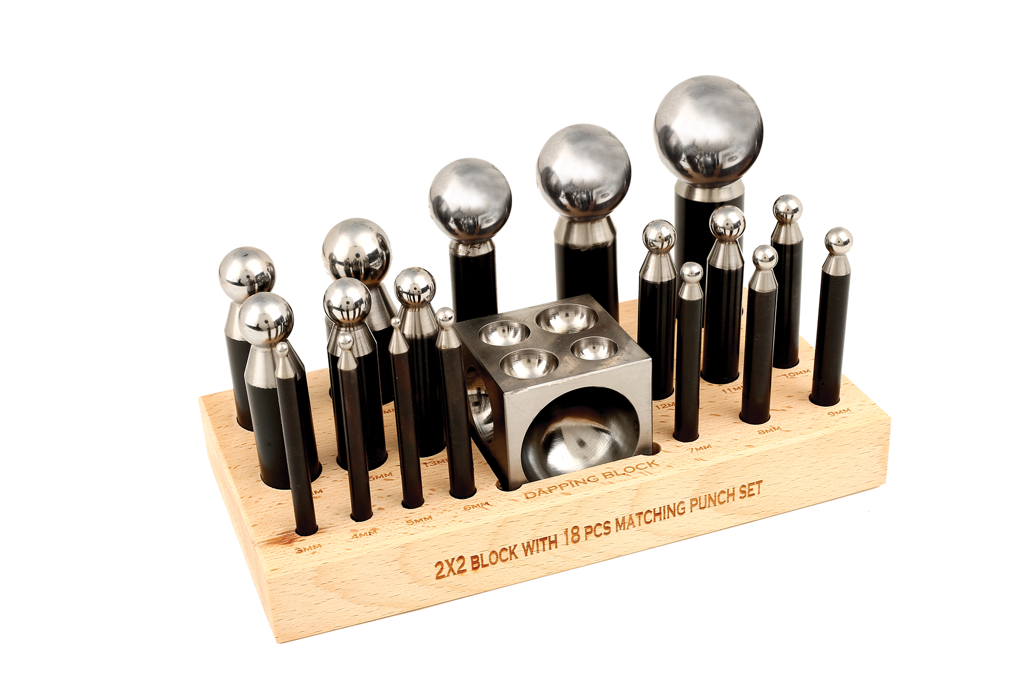 S-2249 Matching Block & 18-Punch Set on wood base